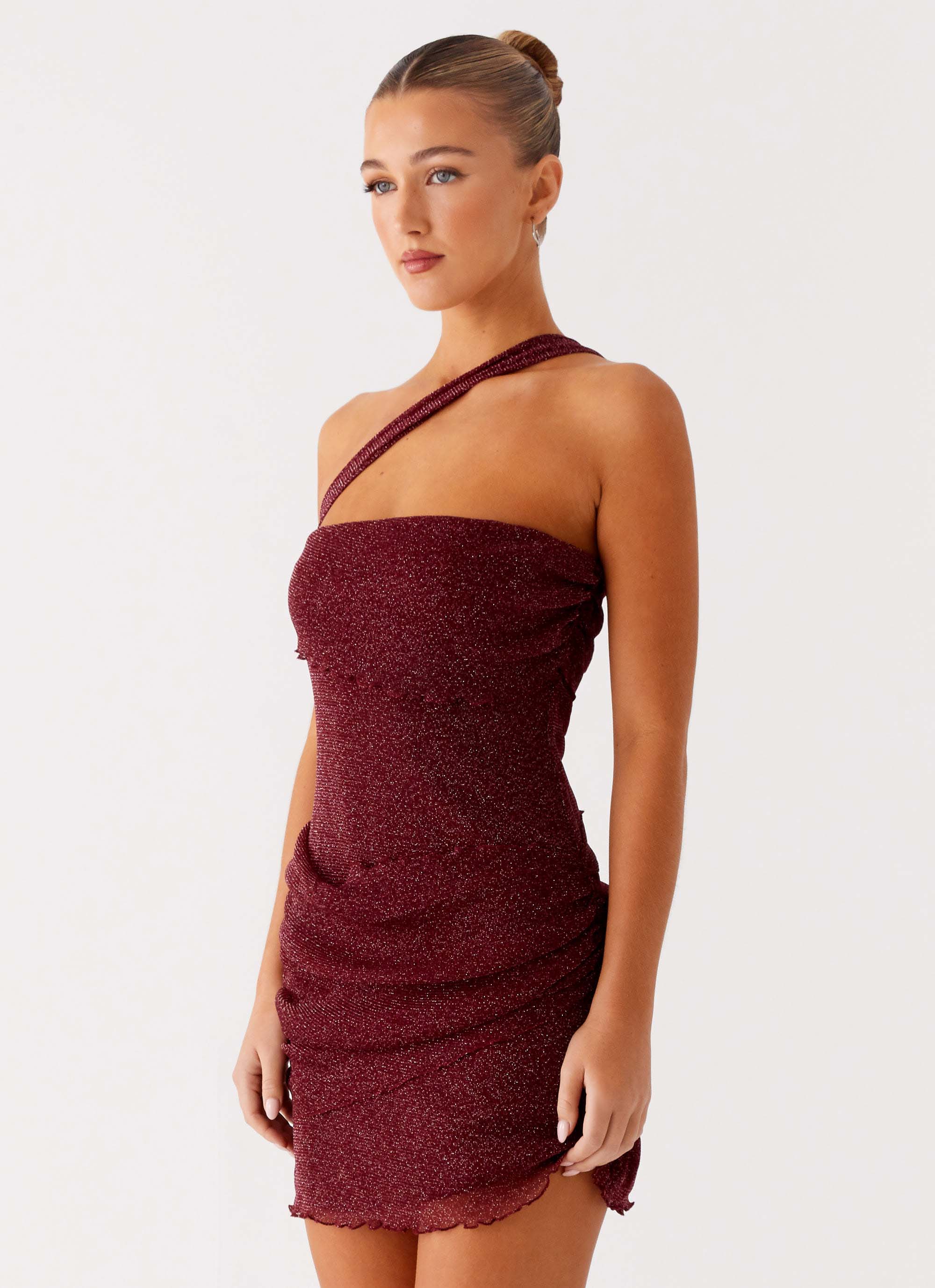 Misty Mesh Mini Dress - Maroon