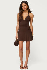 Rafaella Ruched Halter Mini Dress