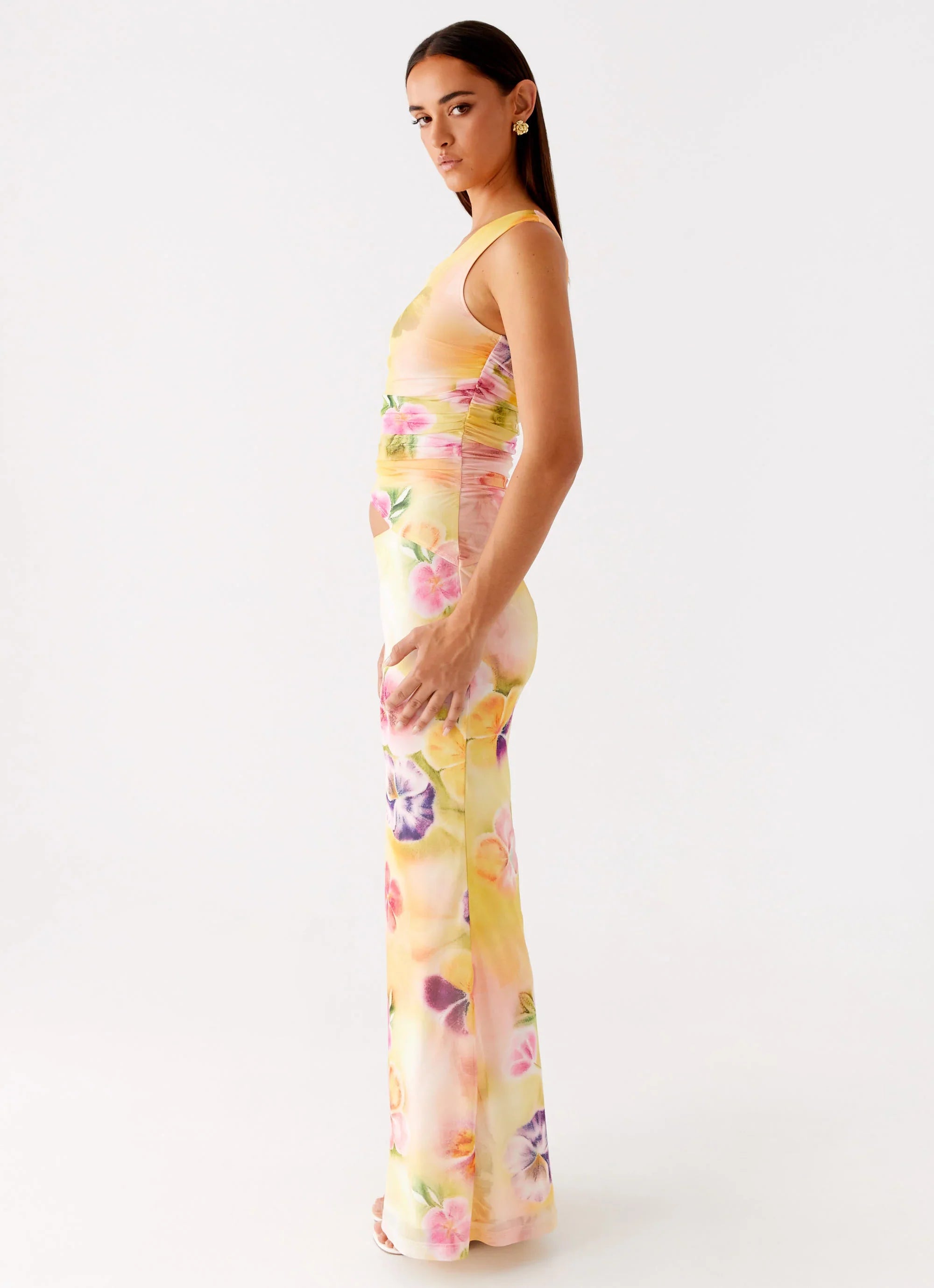 Seranella One Shoulder Maxi Dress - Sunburst Floral