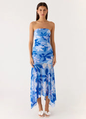 Lo Siento Midi Dress - Indigo Garden