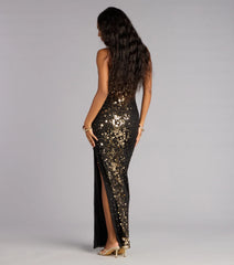 Brookelle Sequin Slit Formal Dress