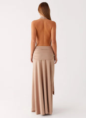 Rowan Ray Cowl Maxi Dress - Light Taupe