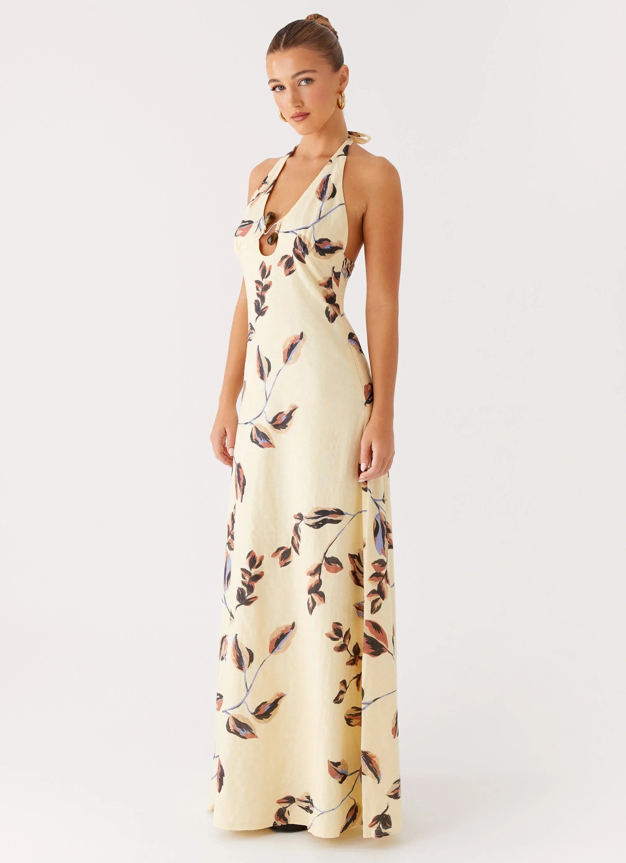 Elvina Halter Neck Maxi Dress - Buttercream Bliss
