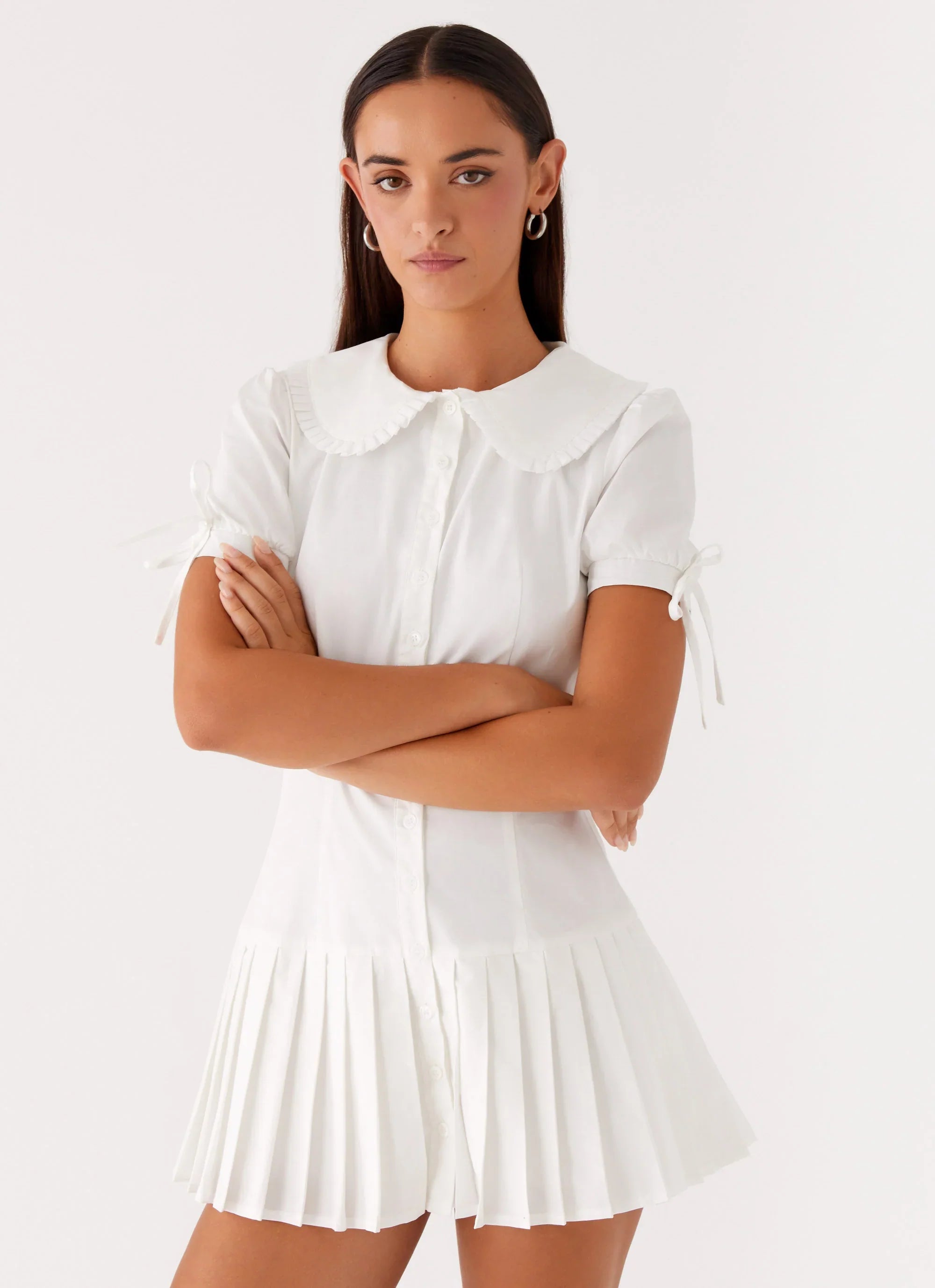To Us Pleated Mini Dress - White