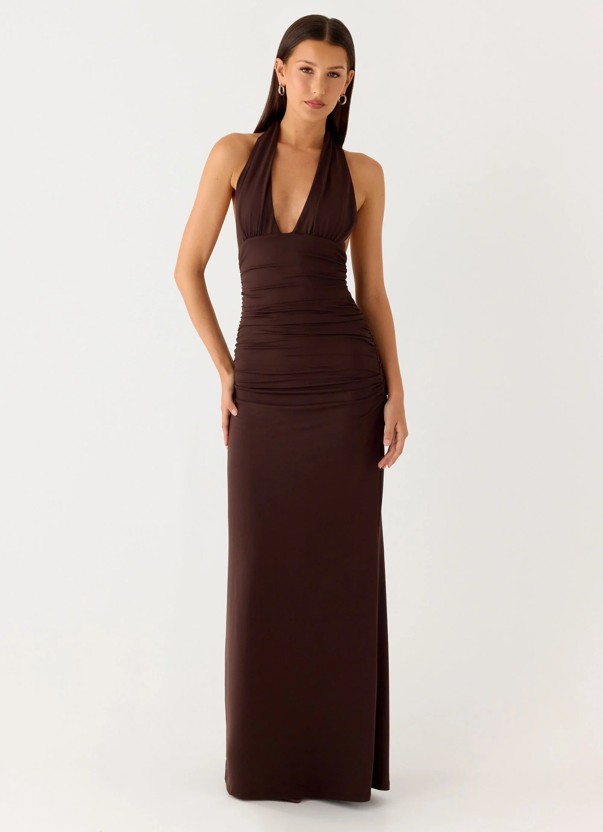Ilaria Halter Maxi Dress - Chocolate