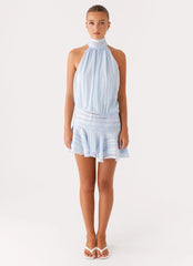 Willow Chiffon Mini Dress - Blue
