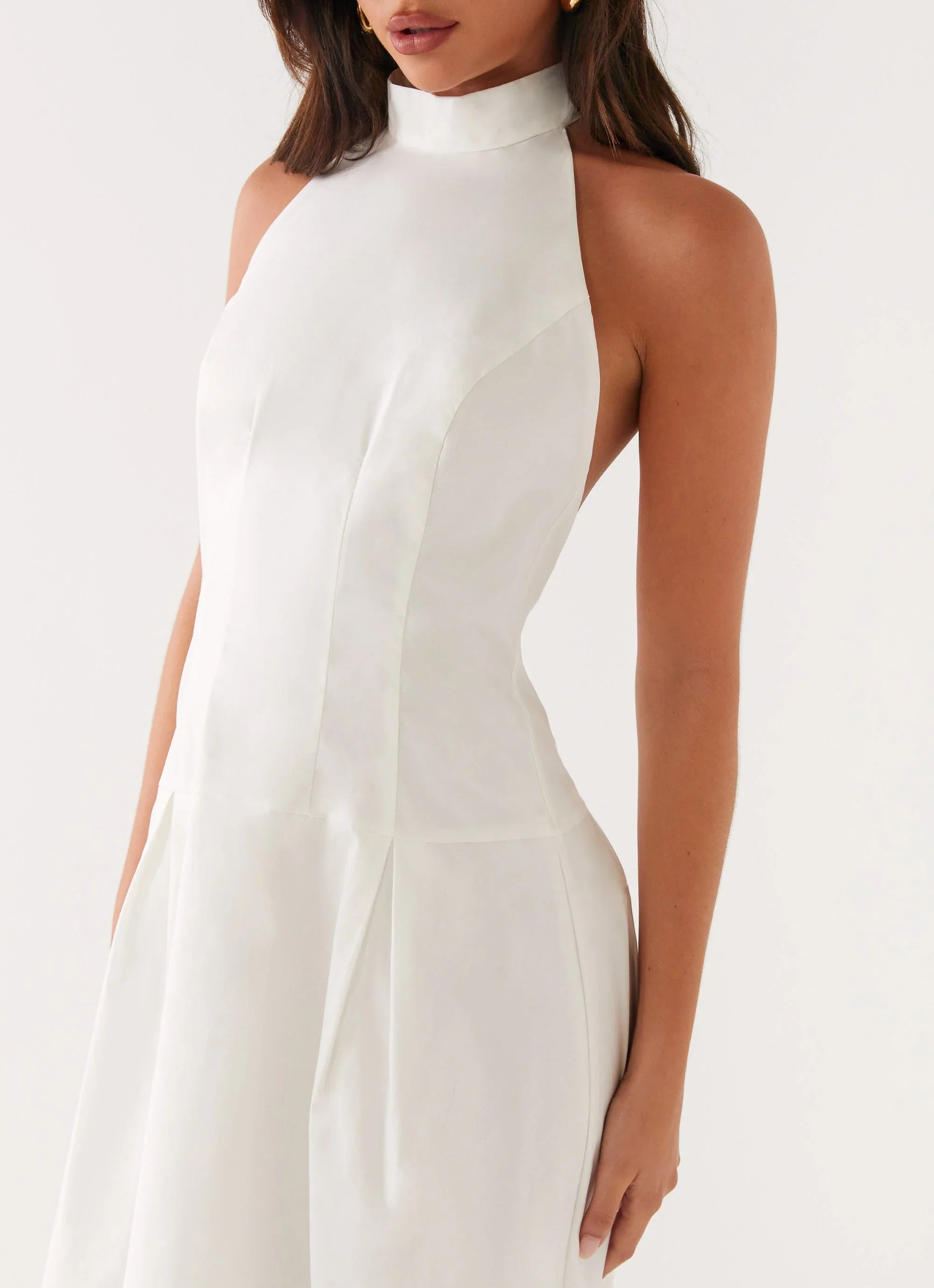 Calla Halter Midi Dress - White