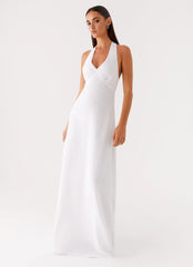 Heavy Hearted Linen Maxi Dress - White