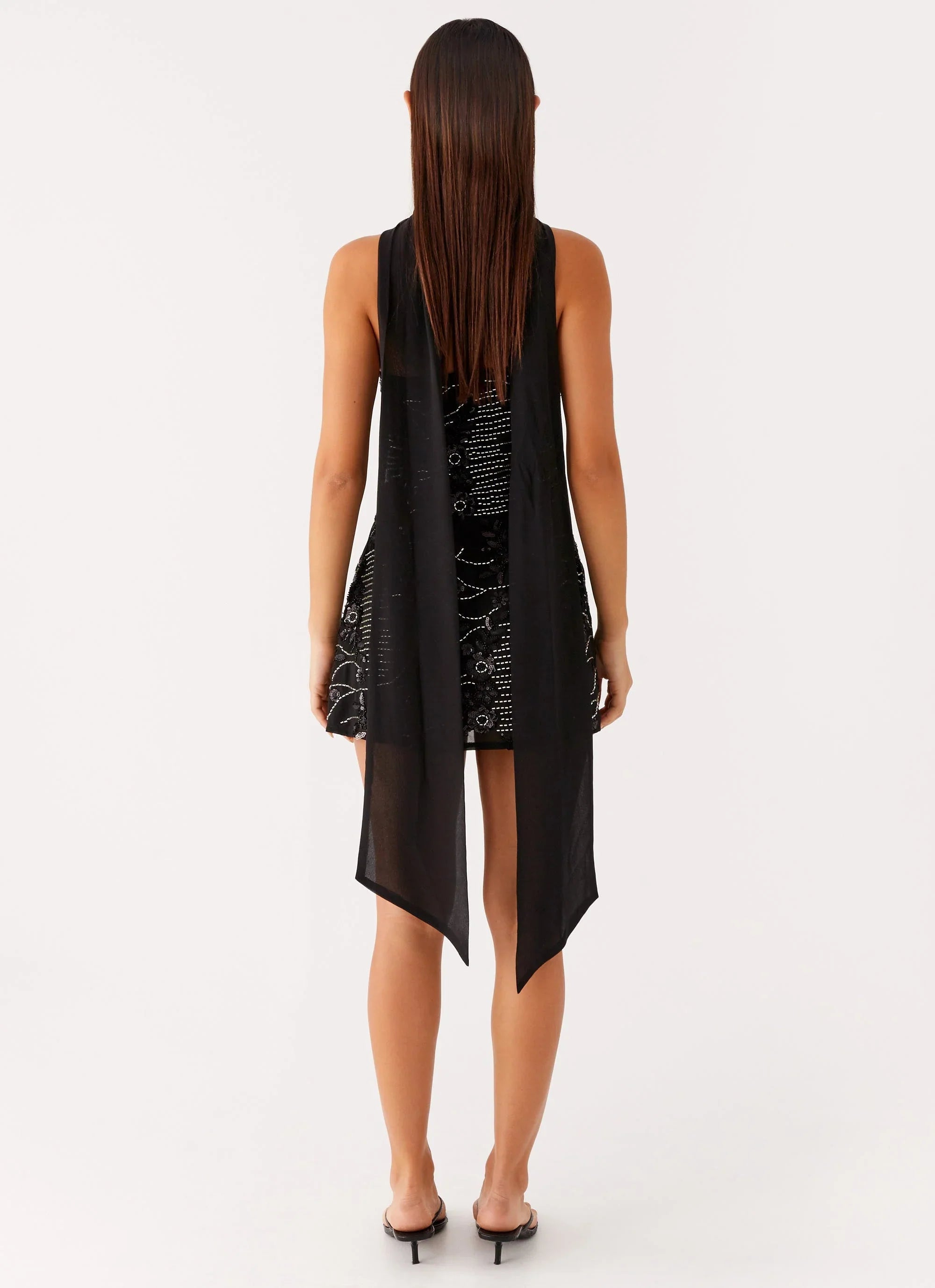 Kiesha Strapless Scarf Mini Dress - Black