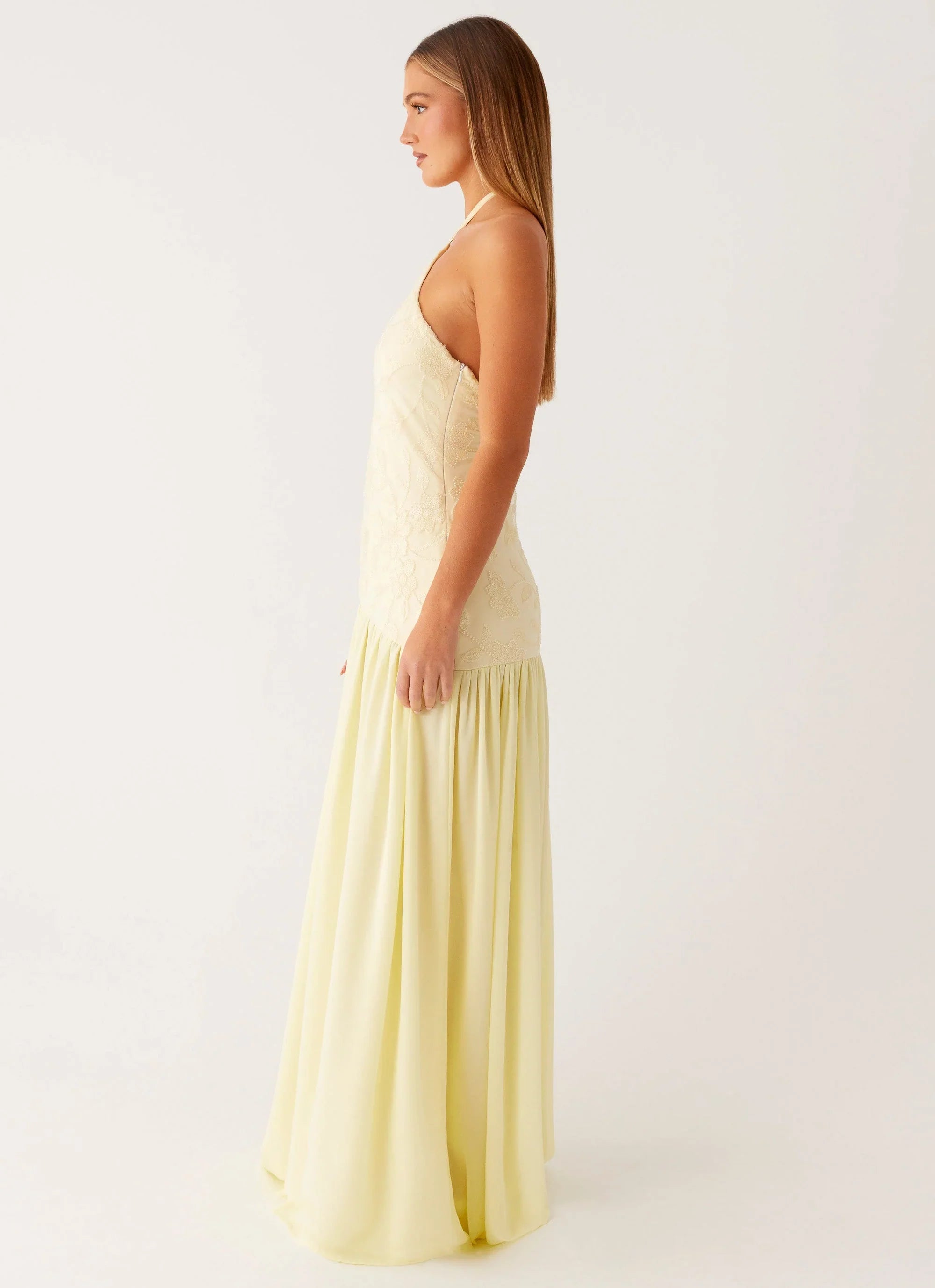 Janelle Beaded Maxi Dress - Yellow