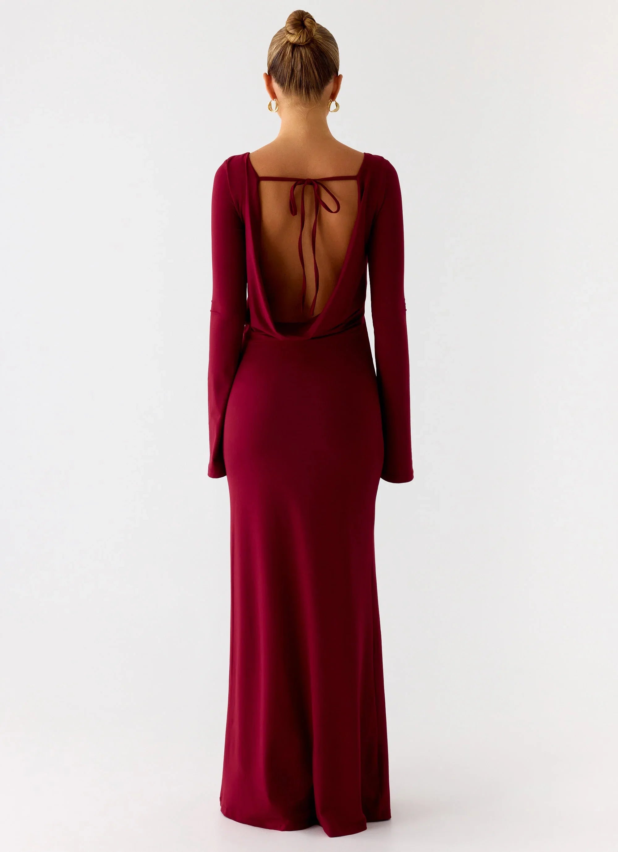 Elmont Long Sleeve Maxi Dress - Dark Cherry