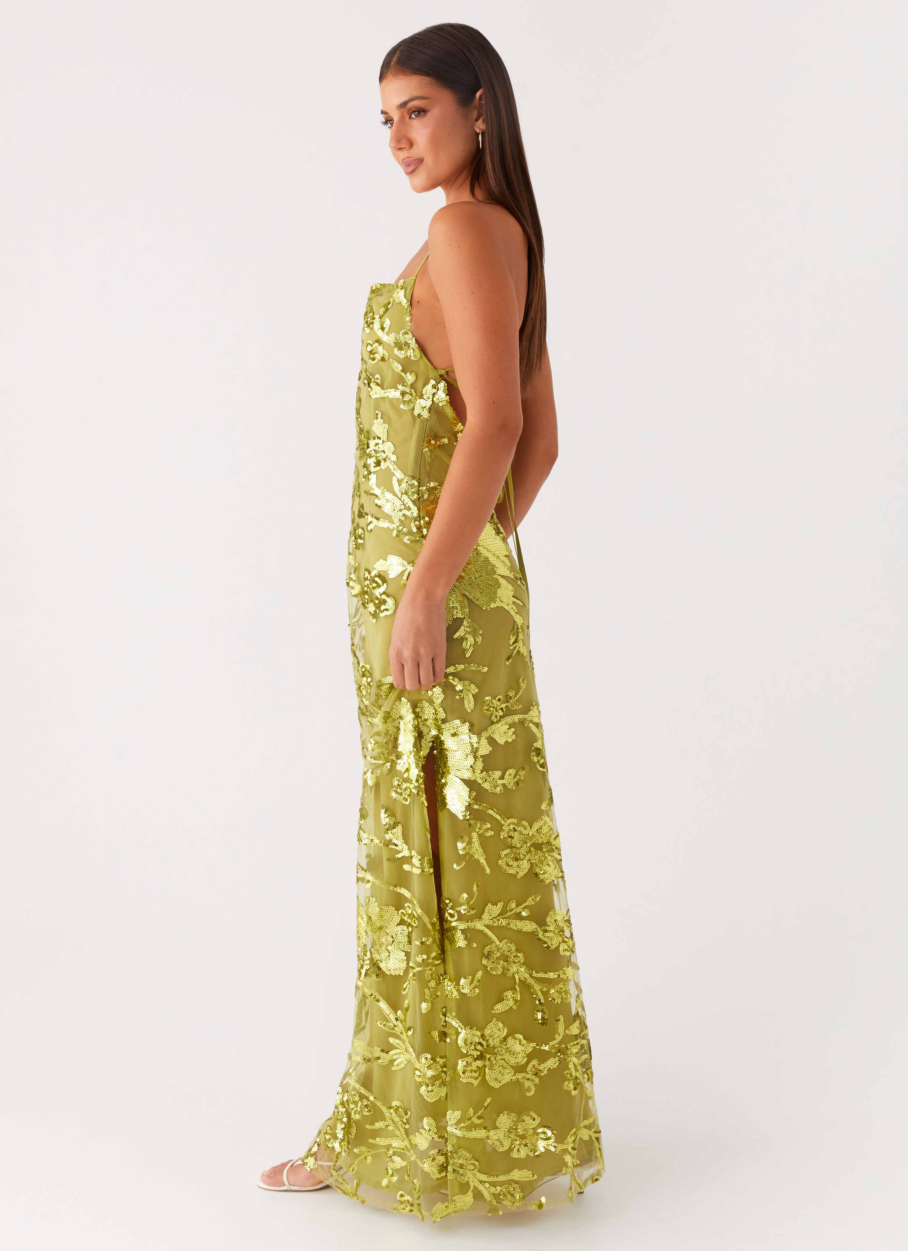 Havana Sequin Maxi Dress - Lime