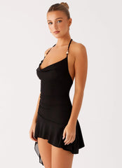 Spiced Sunset Mini Dress - Black