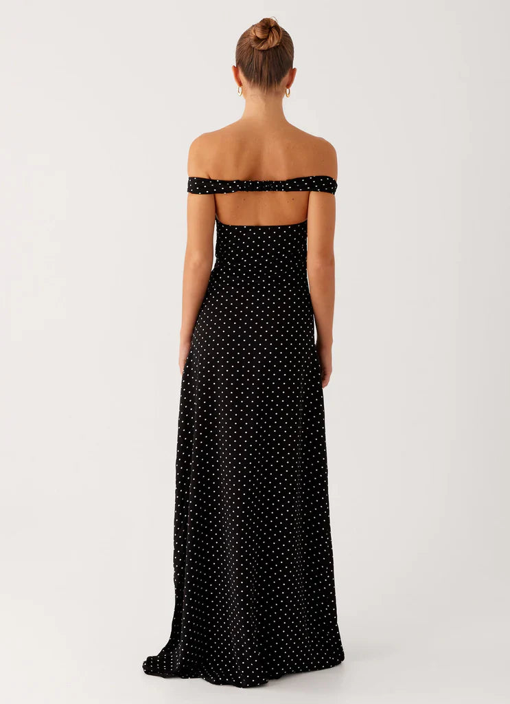 Melany Maxi Dress - White Polkadot
