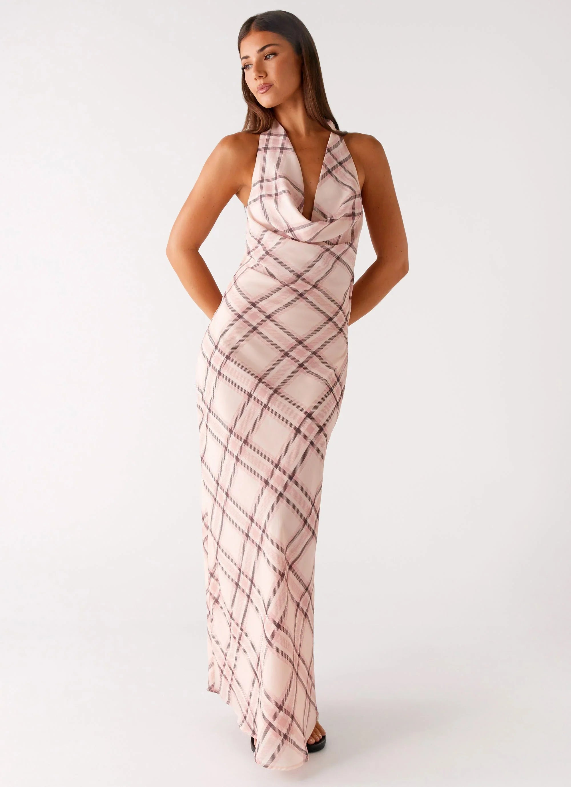 Muse Maxi Dress - Pink Check
