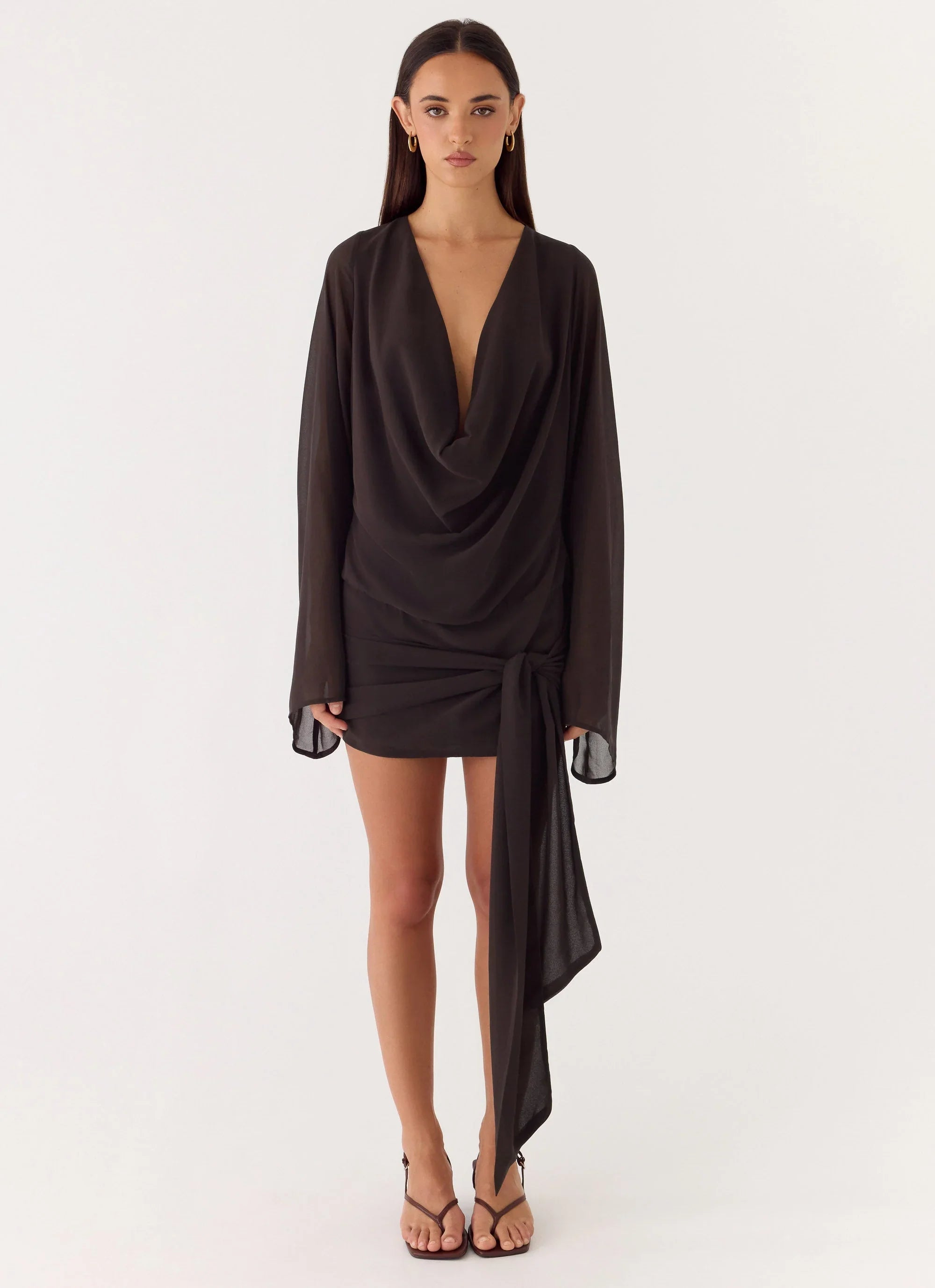 Sorrel Long Sleeve Mini Dress - Chocolate