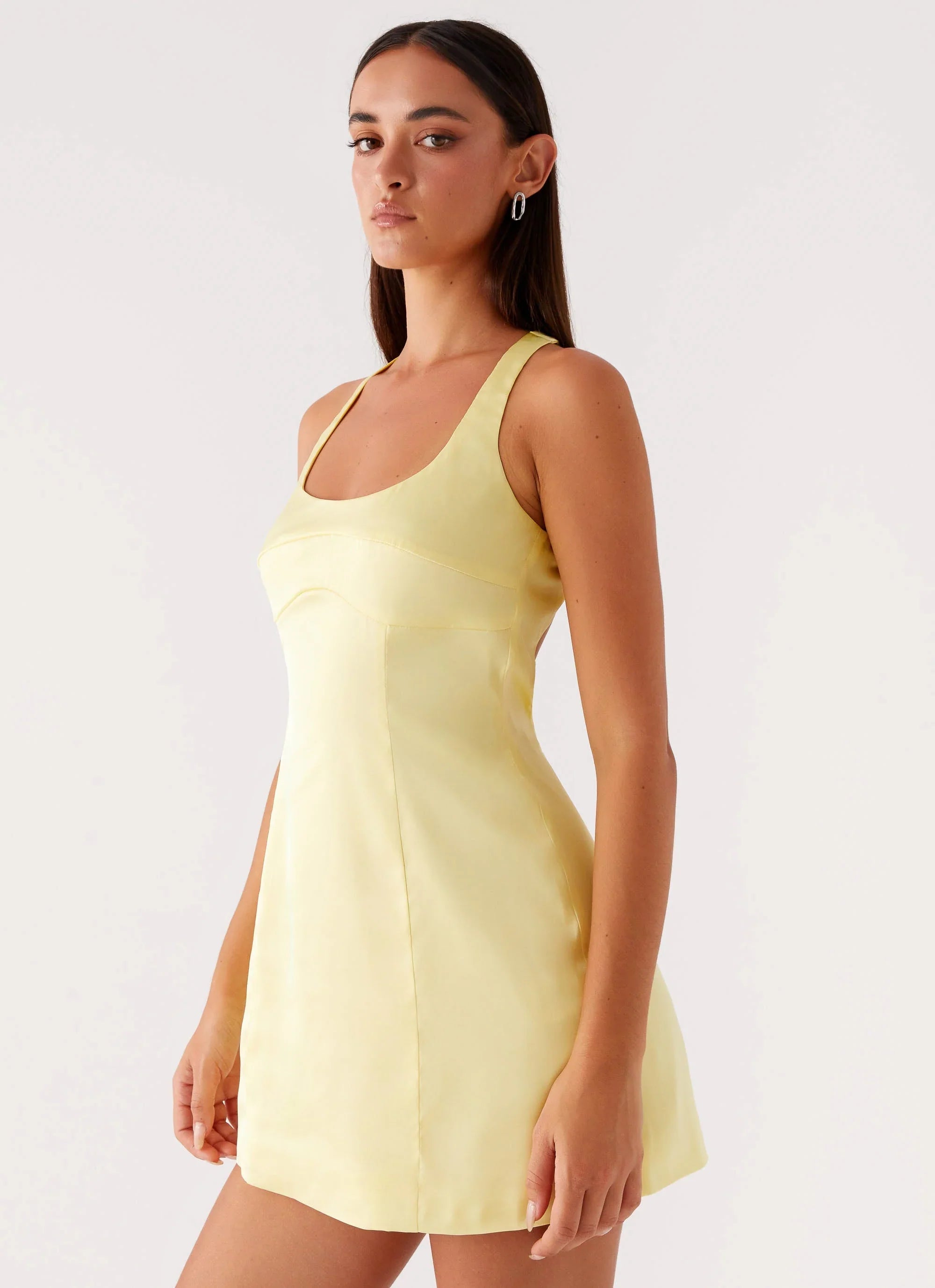 Freefall Satin Mini Dress - Yellow