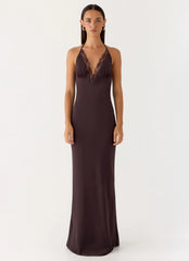 Indya Halter Maxi Dress - Chocolate