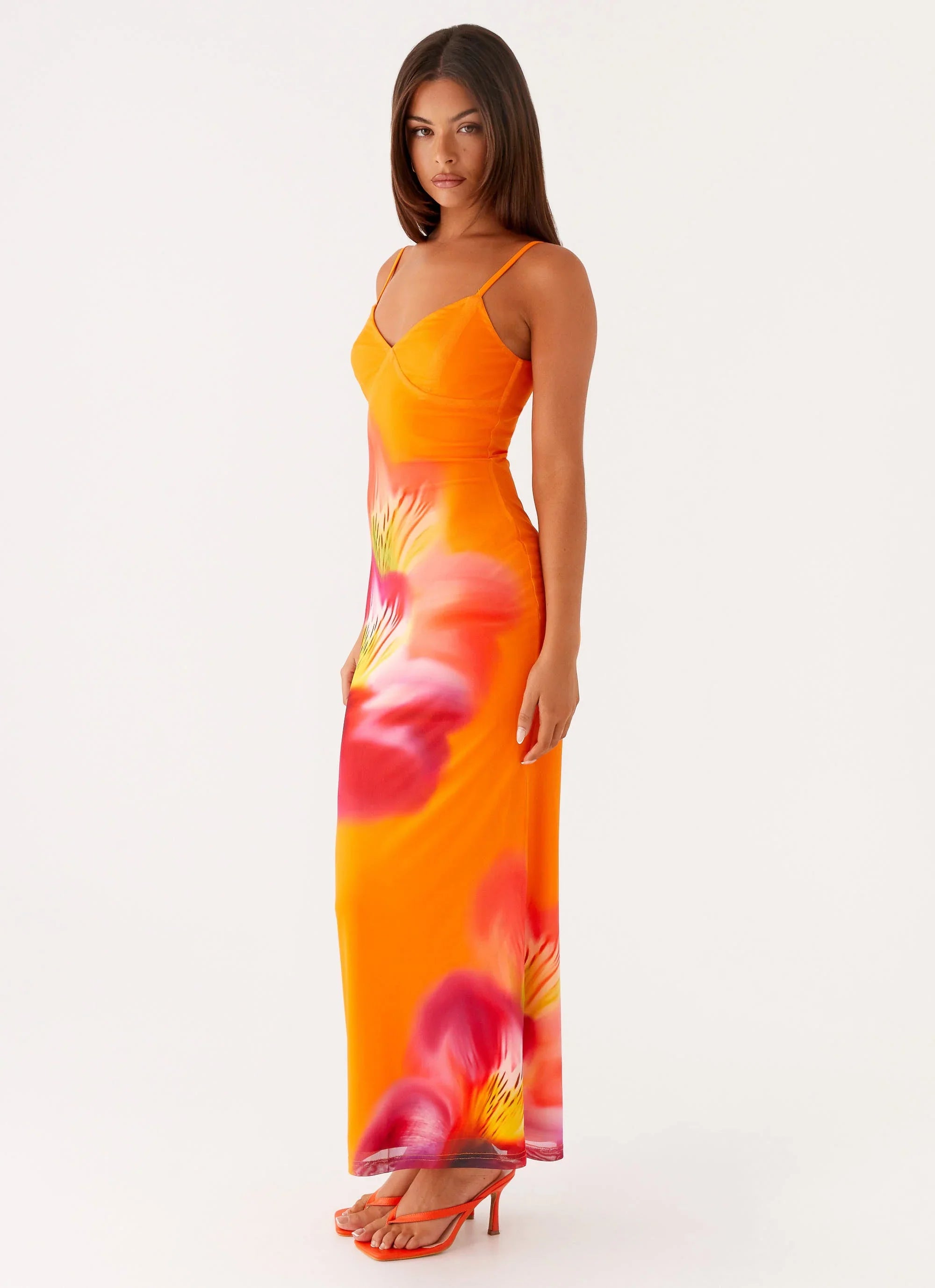 Kasey Midi Dress - Orange Tropical