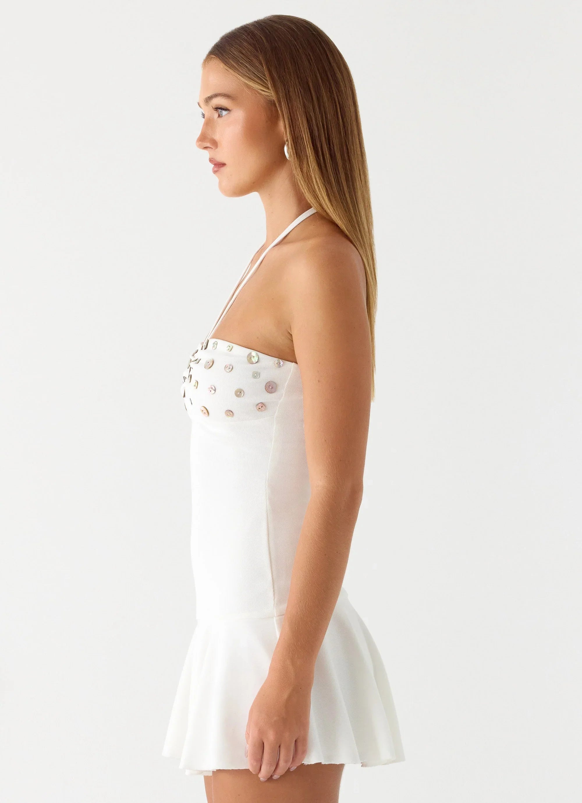 Sabelle Halter Mini Dress - White