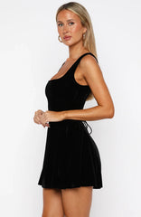 Midnight In Paris Velvet Mini Dress Black