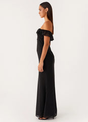 Scarlet Cherry Maxi Dress - Black Polka Dot