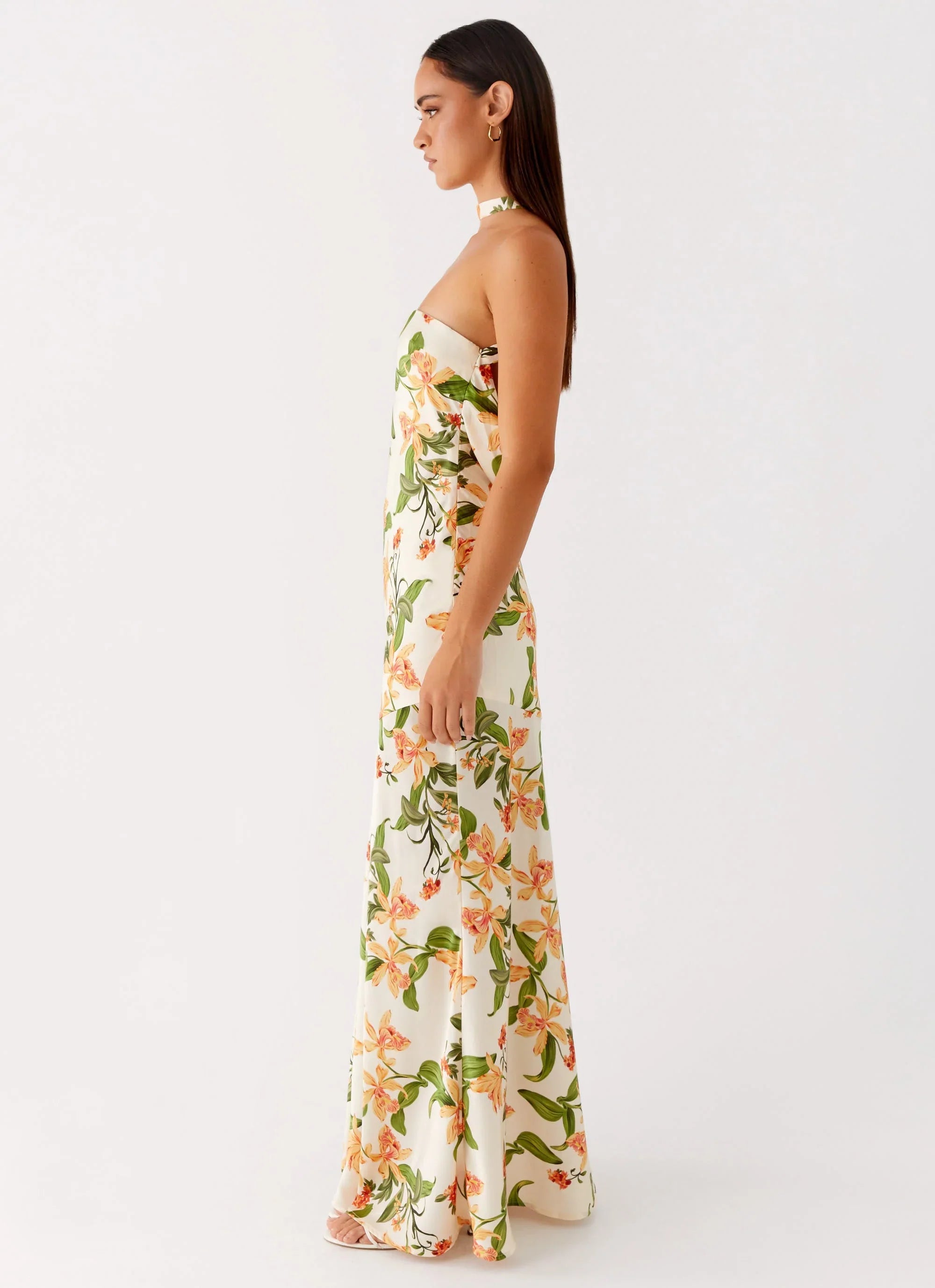 Damali Satin Maxi Dress - Floral Print