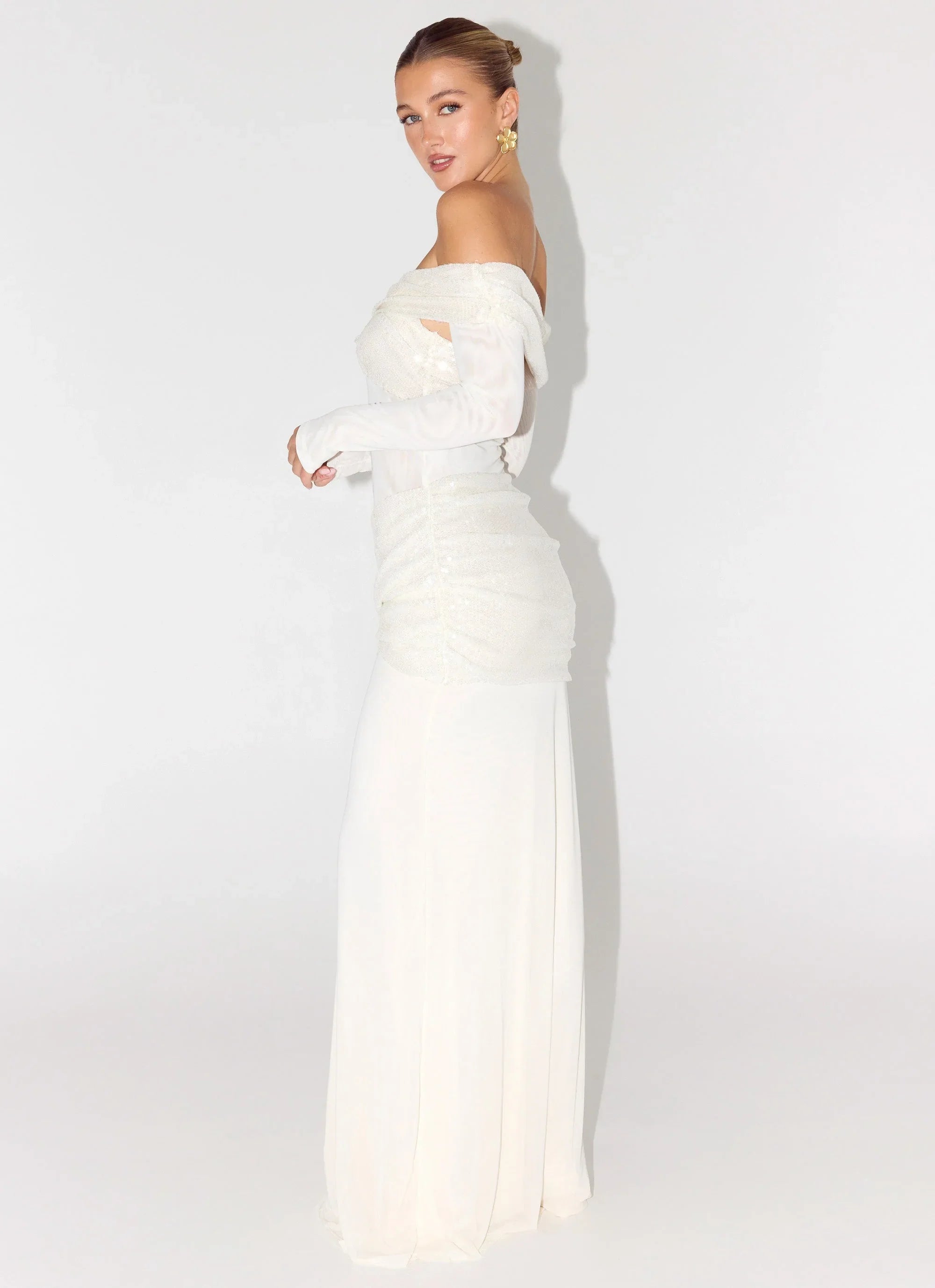 Over To You Sequin Maxi Dress - White