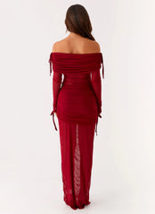 Teala Mesh Maxi Dress - Red