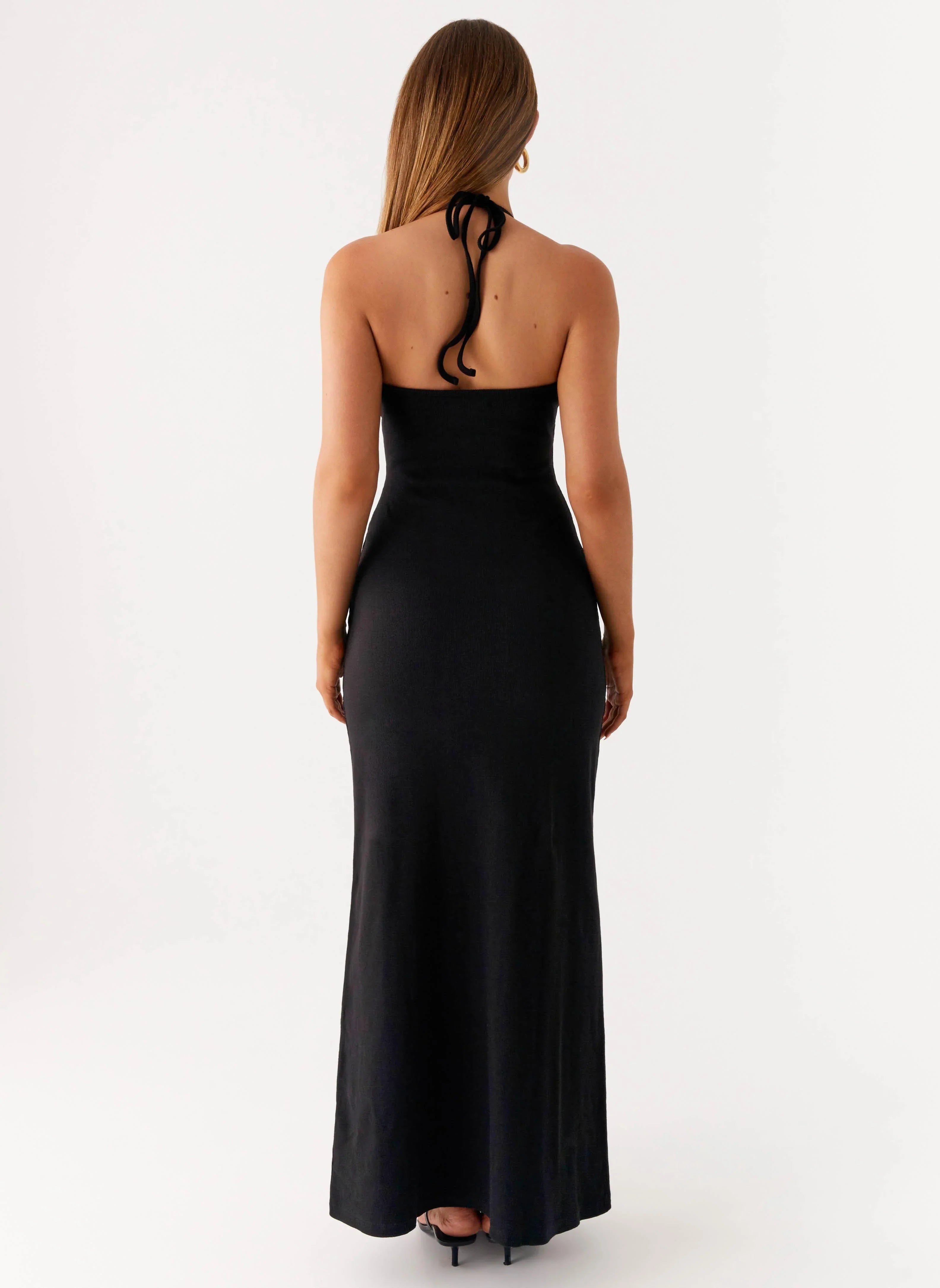 Yaselle Button Front Maxi Dress - Black