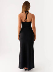Yaselle Button Front Maxi Dress - Black