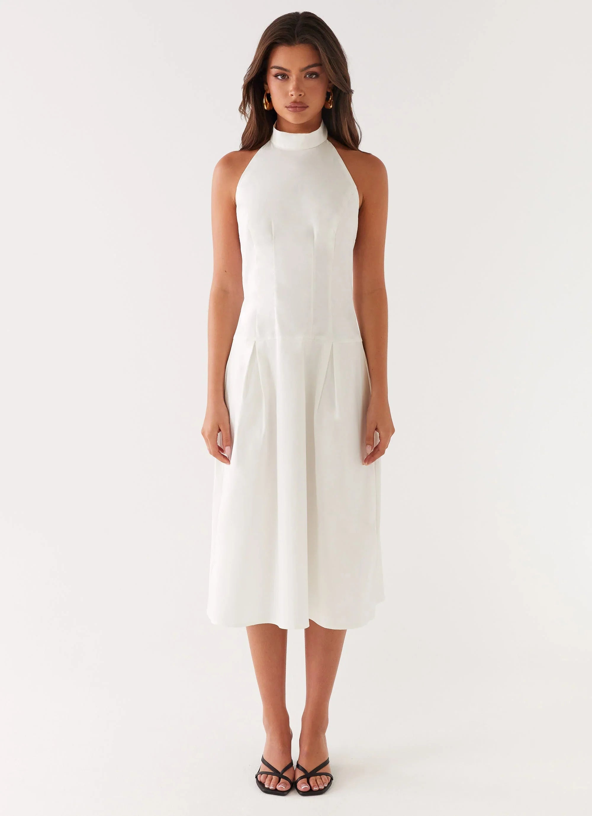 Calla Halter Midi Dress - White