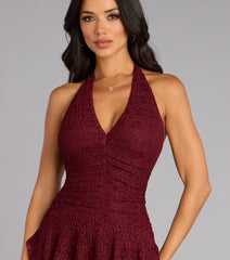 After Dark Charm Lace Halter Dress