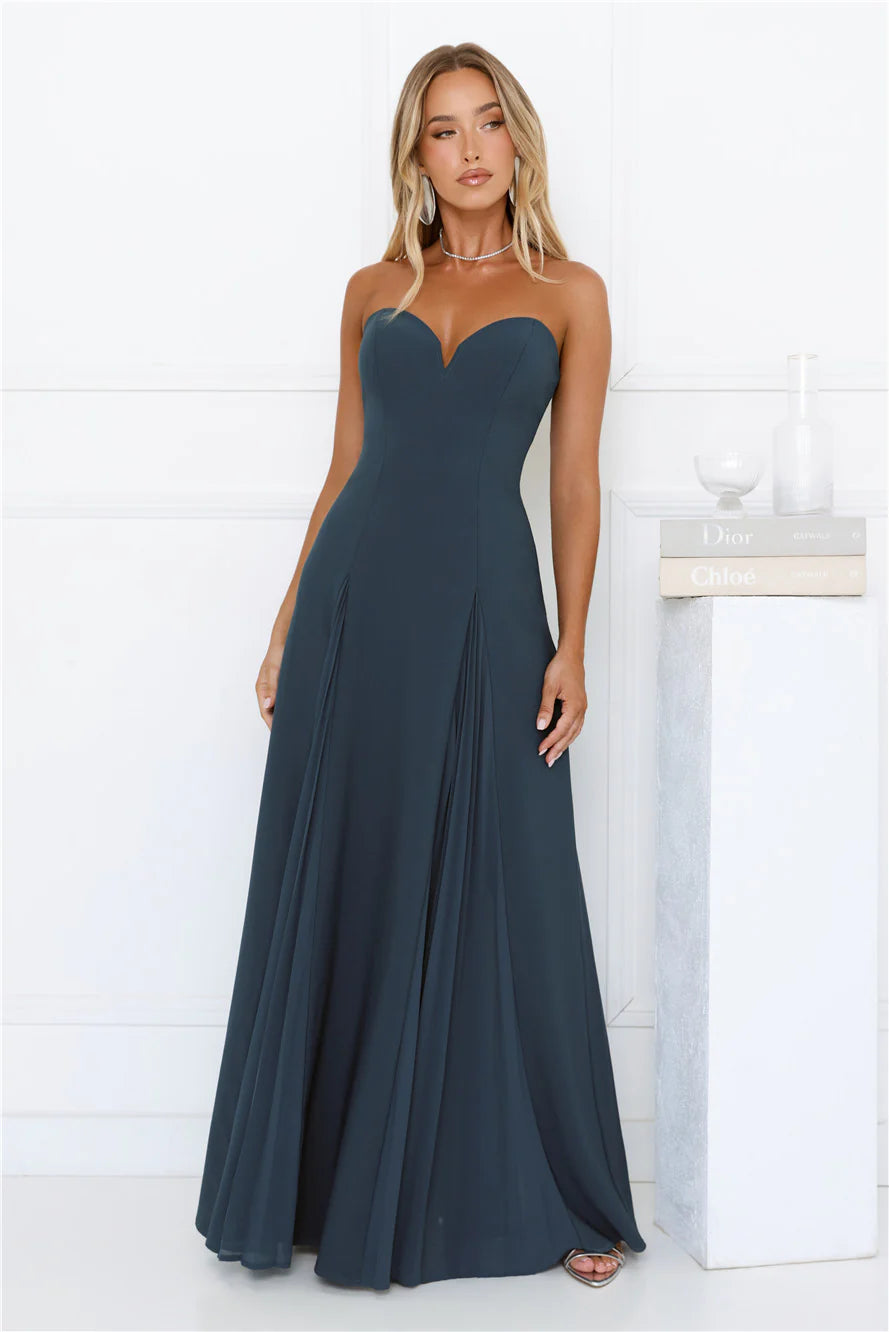 Mademoiselle Strapless Maxi Dress Teal