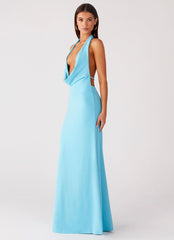 Driftwood Cowl Maxi Dress - Turquoise