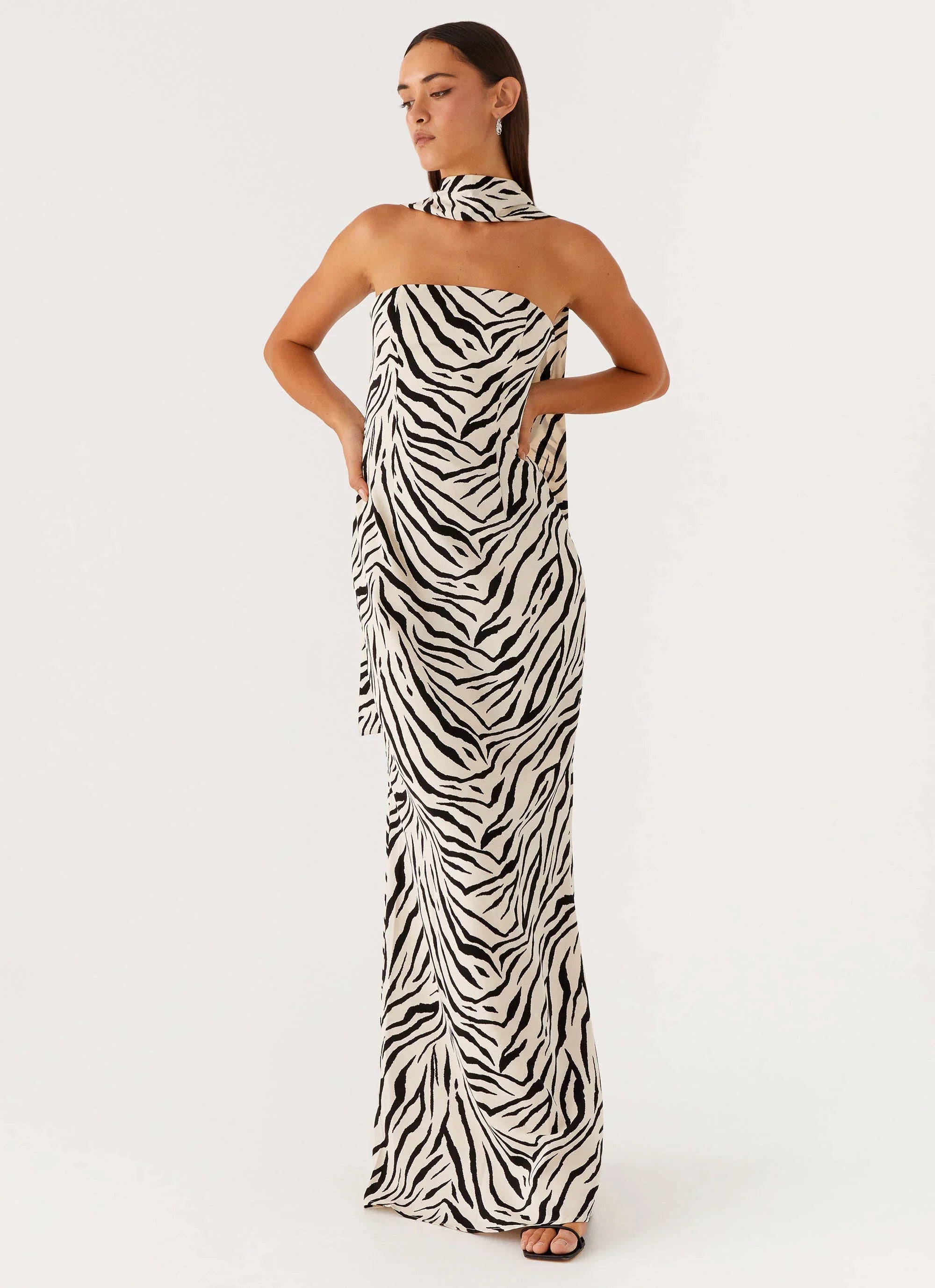 Jigsaw Strapless Maxi Dress - Zebra