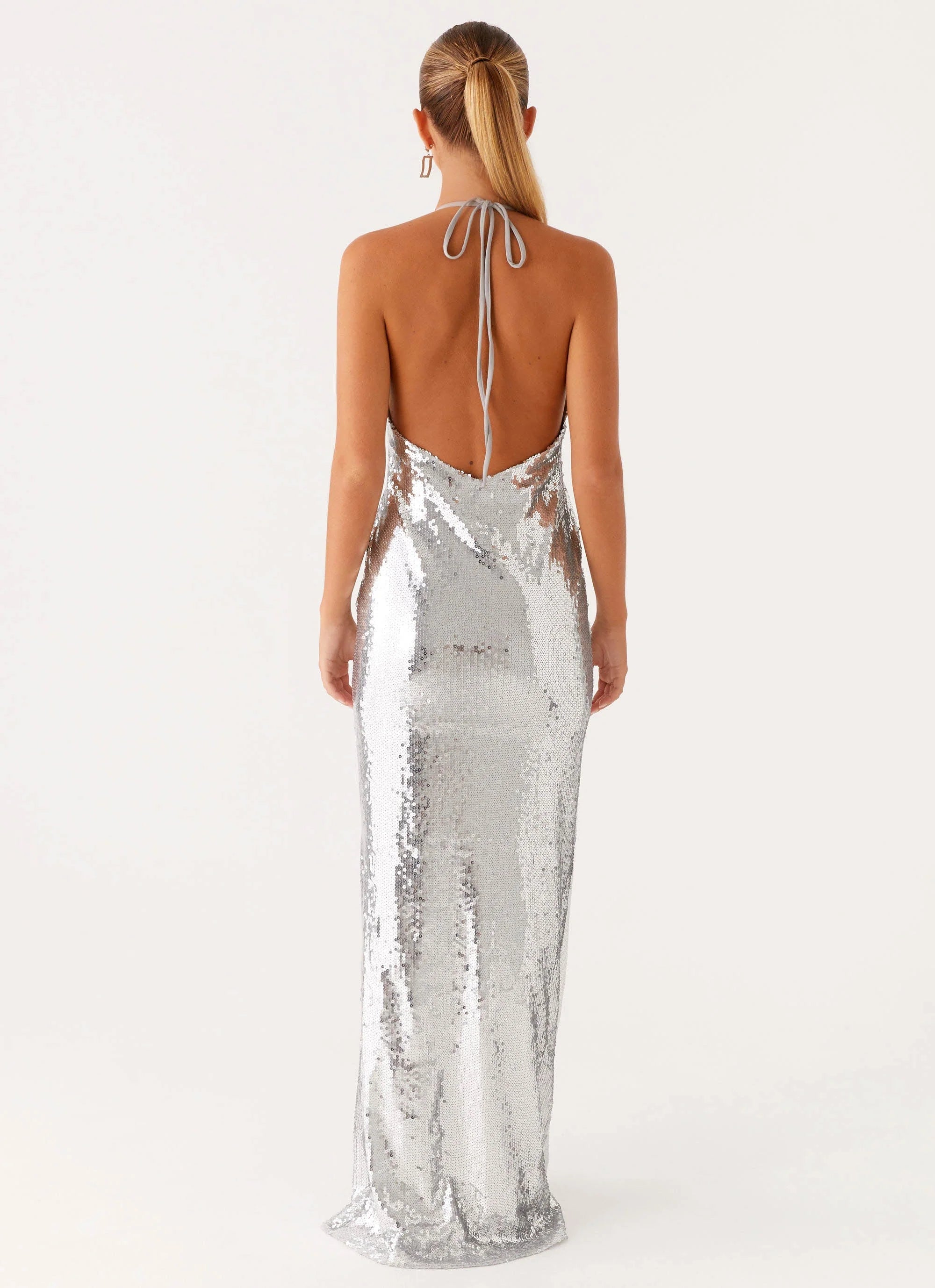 Billions Sequin Maxi Dress - Mirror Silver