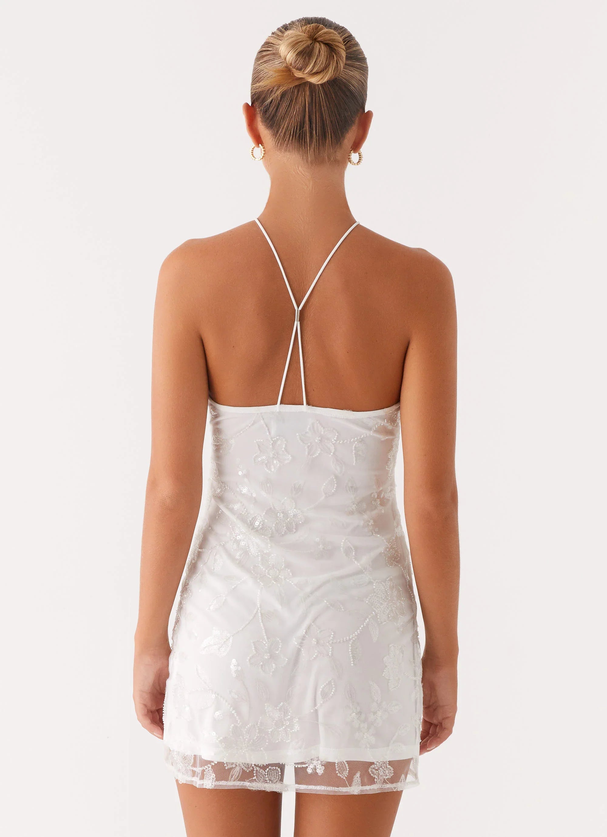 Rumi Beaded Mini Dress - White