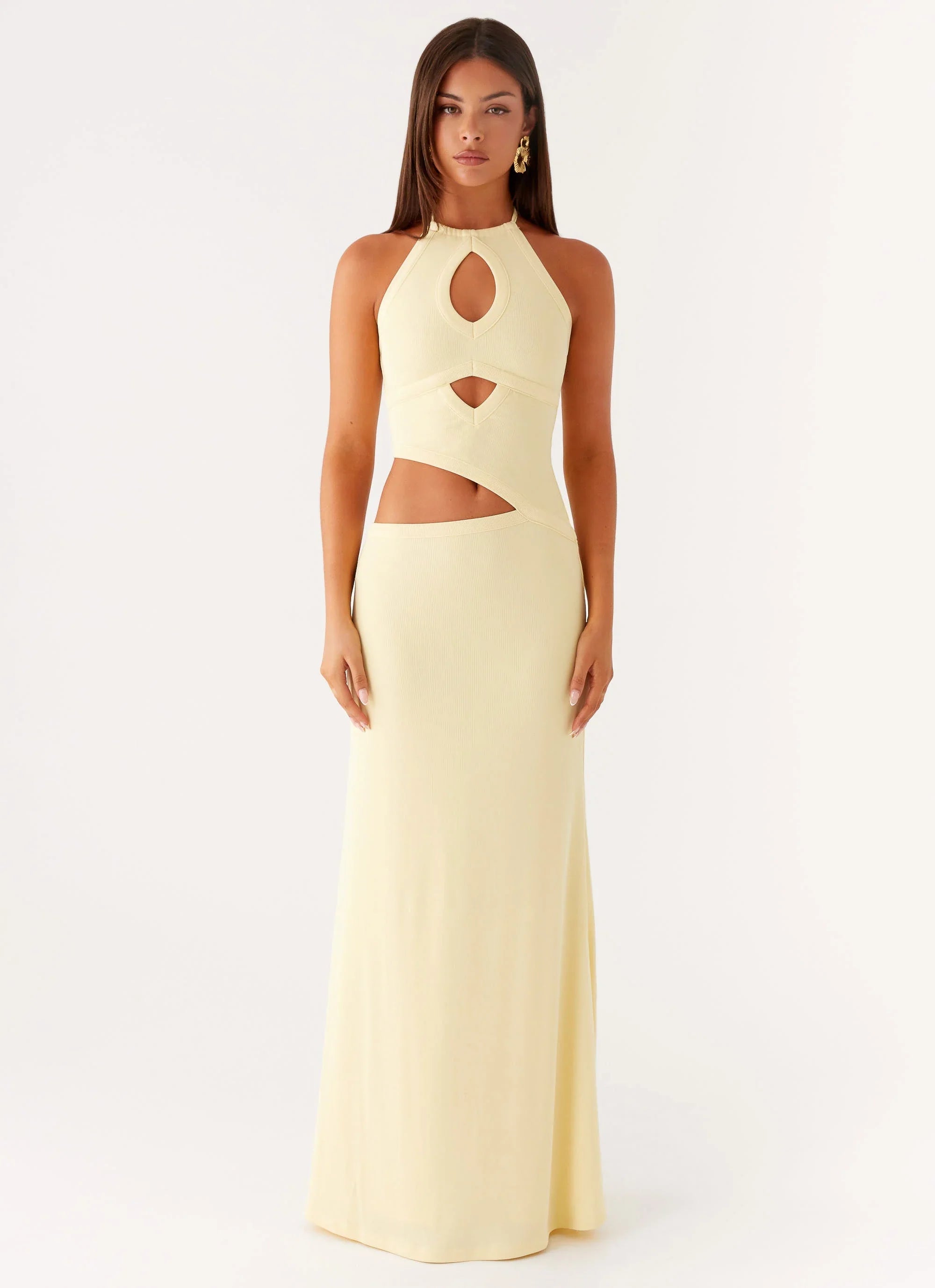 Lanah Cut Out Maxi Dress - Yellow
